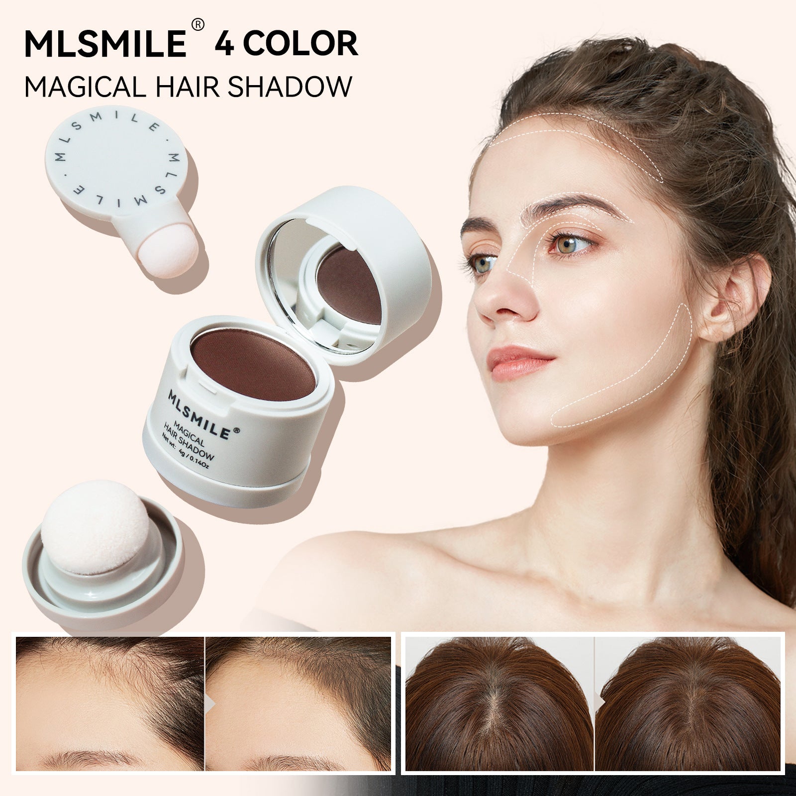 Contouring and shading powder for concealing and filling in hairlines, waterproof and long-lasting eyebrow powder and pomade, multi-functional makeup